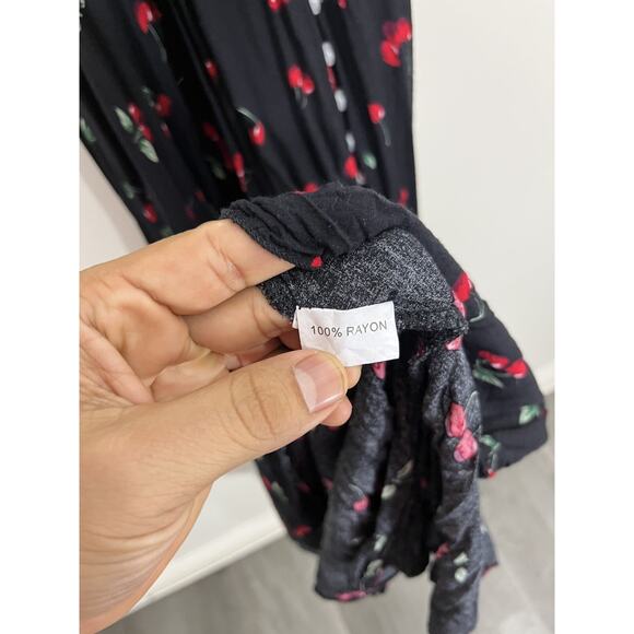 Cherries Cherry Girl Cottagecore Romantic Boho Maxi Dress Whimsigoth Y2K Pin Up - Picture 9 of 16